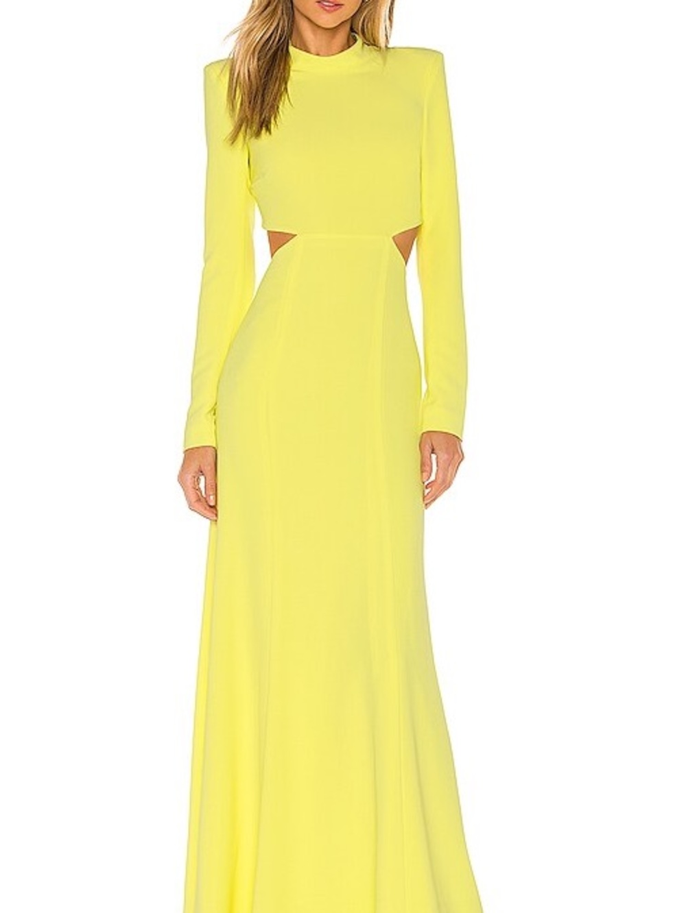 A.L.C. Long Sleeve Cutout Evening Gown in Lemon